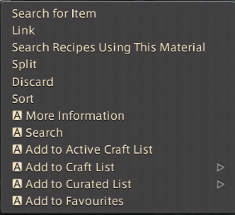 Context Menu Options